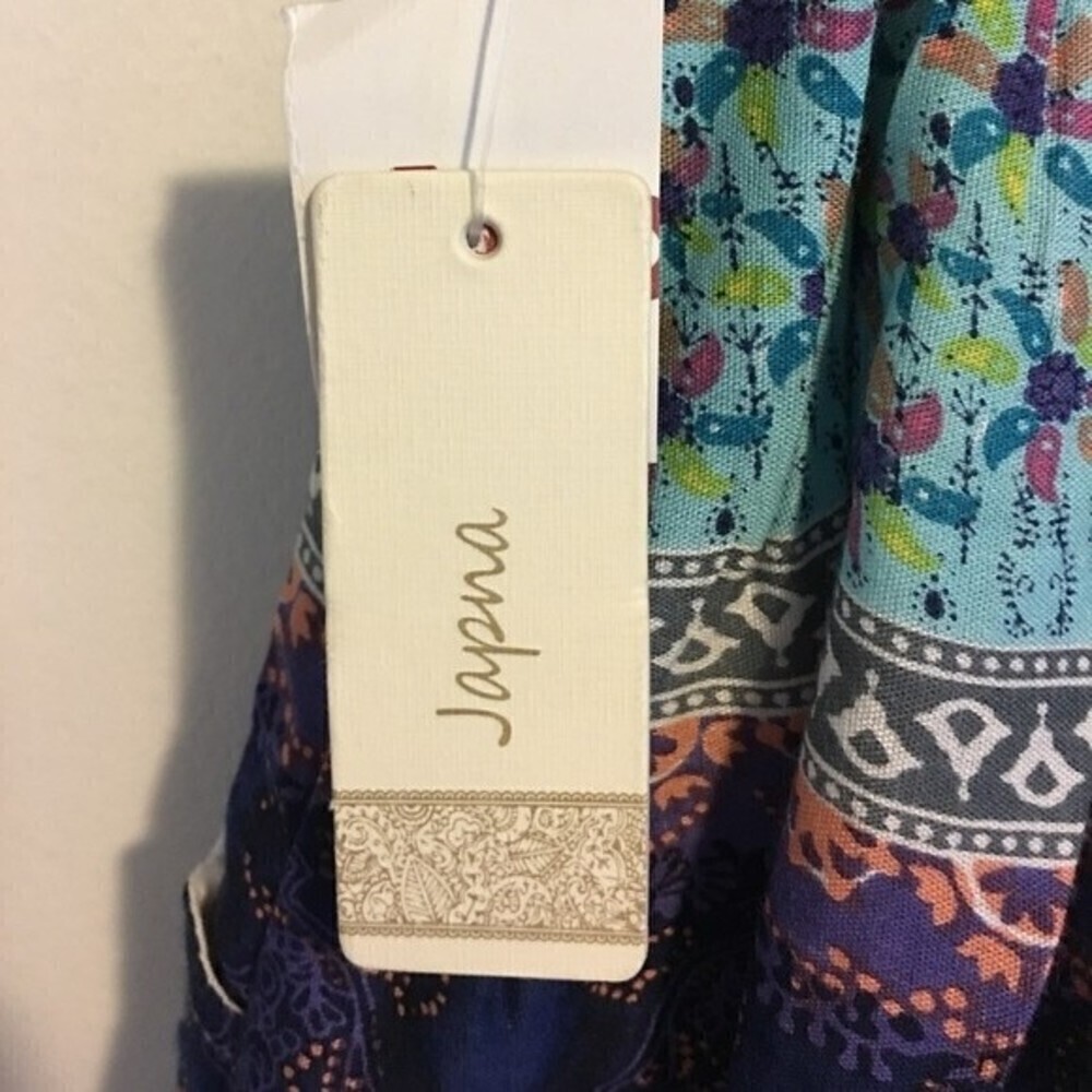 Japna Tiered Summer Short Skirt Size M Pockets Boho Blue Pink Viscose NEW - Picture 3 of 5